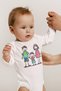 Organic 100% Cotton Family Themed Printed Short Sleeve Baby Bodysuit with Snap Fasteners