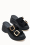 Heilrele Women's Slippers 0012908 Black Leather Textured - 4