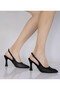 Black Mesh Stone Detailed Stylish Evening & Event Heeled Shoes - 4