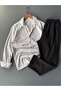 Comfortable Fit Ribbed Shirt + Trousers 2-Piece Combination