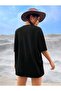 Smile Face T-Shirt - Black Printed Crew Neck Short Sleeve Loose - 2