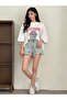 Grandeur T-Shirt - White Printed Oversize Crew Neck Short Sleeve Loose - 3