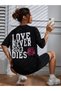 Love Never 2023 Dies T-shirt -black, Printed, Crew Neck, Printed, Short Sleeve, Boyfriend, Loose - 6