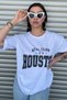 Houston T-shirt - White Printed Oversize Crew Neck Printed Short Sleeve