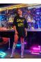 Shut Up T-Shirt - Black Printed Oversize Crew Neck Printed Short Sleeve - 2
