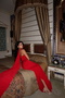 Red Coraline Multi Tie-Detail Maxi Evening Dress Sandy Fabric ATE-2386 - 3