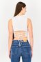 Women Round Neck Sleeveless Graphic Print Top, White - 4