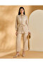 Women Beige Wide Leg Pleated Trousers - 2