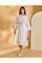 Women White Woven Pleated Dress - 5
