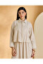 Women Beige Collared Button Front Blouse