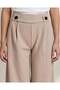 Women Beige Pleated Wideleg Knitted Trousers - 5