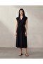 Women Black Button Front Collard Midi Dress - 3