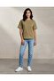 Women Green Embroidered Detailed Jersey Tshirt - 4