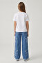Girl's Star Appliqué Wide Leg Jeans - 4
