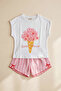 Girl's Floral 3D Floral Shorts Pajama Set Pink - 2