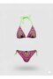 Girl's Pink Peacock Patterned Triangle Bikini Set for Ages 6-14 Hzl24S-Lc19017