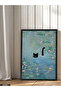 Black Cat in the Lake One Piece Black Wooden Framed Painting - 2