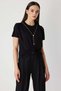 Front Gathered Blouse with Chain Accessory - 2