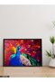 Colorful Peacock One Piece Black Wooden Framed Painting