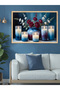 Red Flower and Candles One Piece Wooden Framed Painting - 3