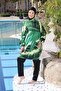 Emerald Flow Full-Covered Pantsuit with Belt Detail for Hijab Swimsuit - 7