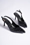 Women's Black Snake Pattern Heeled Shoes