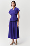V-Neck Waist-Fitted Short Sleeve Regular Midi Dress - 4