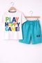 Boys’ 2-Piece Set – “Play Happy Game” Graphic T-Shirt & Textured Shorts - 3
