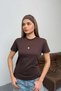 Women's 100% Cotton T-Shirt with Tulip Accessories Brown - 26Y 26516 - 4