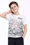 Boys Typographic Print T-Shirt & Navy Cargo Joggers Set - 3