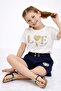 Girls 2Pc Set Sequin “Love Forever” T-Shirt & Shorts Set – White & Navy - 2