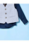 Infant Boys Navy And Grey Shirt With Vest Coat and Tie (3 Piece) - 4