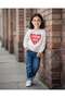 Girls Off-White Heart Embroidery Sweatshirt With Stripe Collar - 4