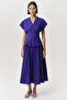 V-Neck Waist-Fitted Short Sleeve Regular Midi Dress