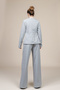 Women's Winter Gray Melange Round Neck Jacket and High Waist Wide Leg Pants Set Casual Daily Office Stylish 1287 - 4
