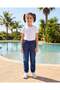 Girls Dark Wash Frill Pocket Jog-Fit Jeggings - 2