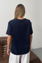 Women's Sea Shell Printed 100% Cotton T-Shirt Navy Blue - 26Y 26512 - 5
