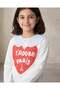 Girls Off-White Heart Embroidery Sweatshirt With Stripe Collar - 3