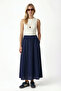 Women's Becca Gloss Pocketed Elastic Waist Indigo Long Woven Skirt - 2