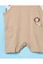 Baby White And Beige Printed Romper Suit (2 Piece) - 4