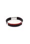 Crimson Edge Genuine Leather Men's Bracelet – Steel Lock with Red Weave Detail-50-548 - 2