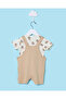 Baby White And Beige Printed Romper Suit (2 Piece) - 5