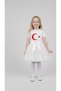 Girl's April 23 October 29 Performance Outfit, Star and Moon Short Sleeve White T-Shirt, White Tutu Skirt Set - 2