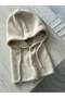 Buttoned Women's Balaclava - Cream Color - 3