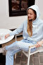 سويت شيرت نسائي مريح من القطن مطبوع باللون الأزرق - 5
