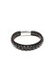 Hematite Bead Detailed Genuine Leather Men's Bracelet – Modern Design with Steel Lock-50-543 - 2