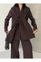 Women's Cape Detailed Suit Set Brown