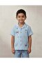 Boys Blue Double Cloth Embroidred Short Sleeve - 2