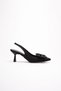 Zr-T1 Premium Black Bowknot Kitten Heel Slingback Women's Heeled Shoes - 6