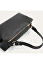 Women's Black Leather Look Handbag with Buckle Detail - 3